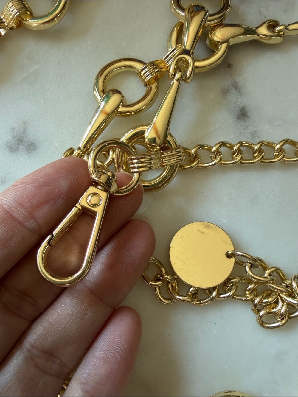 Vintage Gold-Tone Adjustable Chain Belt | Equestrian Horsebit Statement Belt - Picture 4 of 4